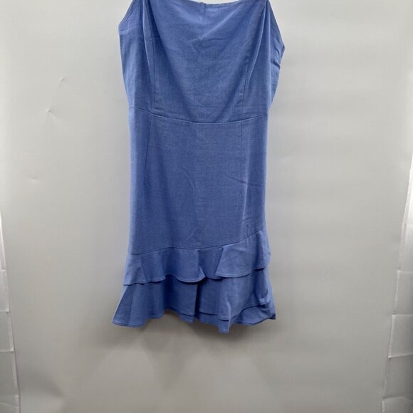 Lush Women's Square Neck Sheath Dress Blue Violet Size Medium Ruffle Hem - Picture 5 of 9